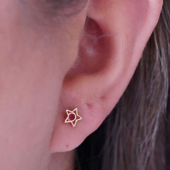 14k Solid Gold Dainty Earrings with Screw Back | Birthday Gift | Tehrani Jewelry - Picture 8 of 9